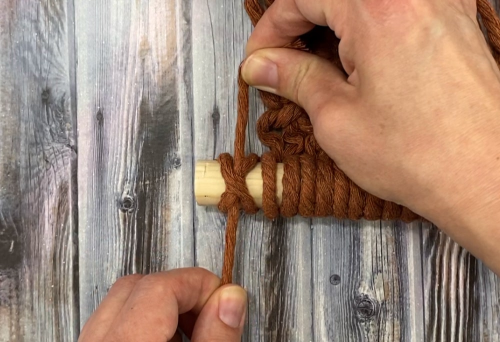 Attach hanger with a constrictor knot