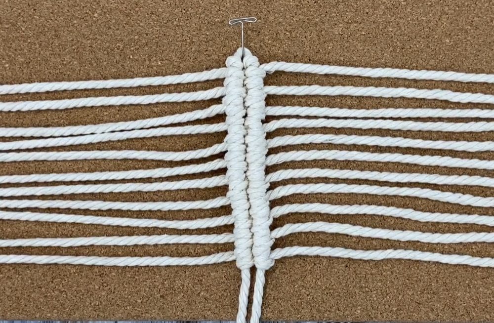 attach ropes to center rope for macrame flower