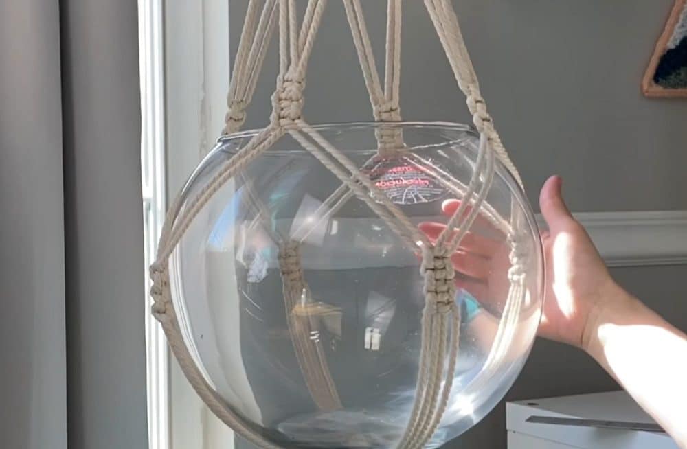 Macrame terrarium hanger tutorial
