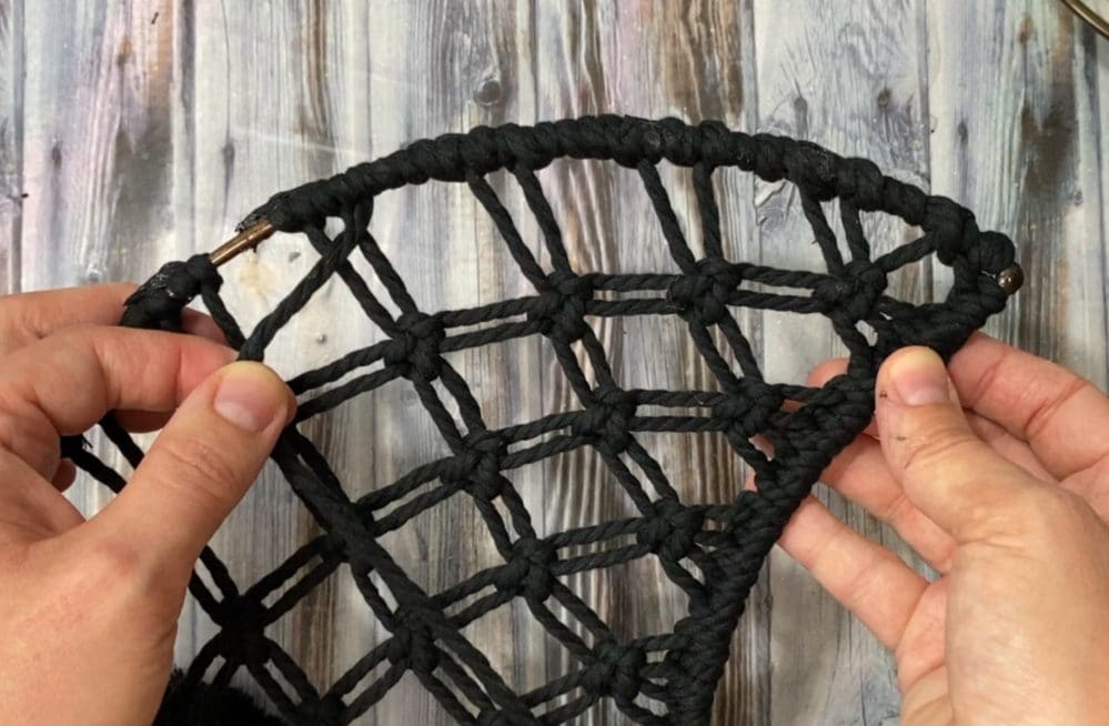 how the moon frame looks after it's wrapped | macrame dream catcher