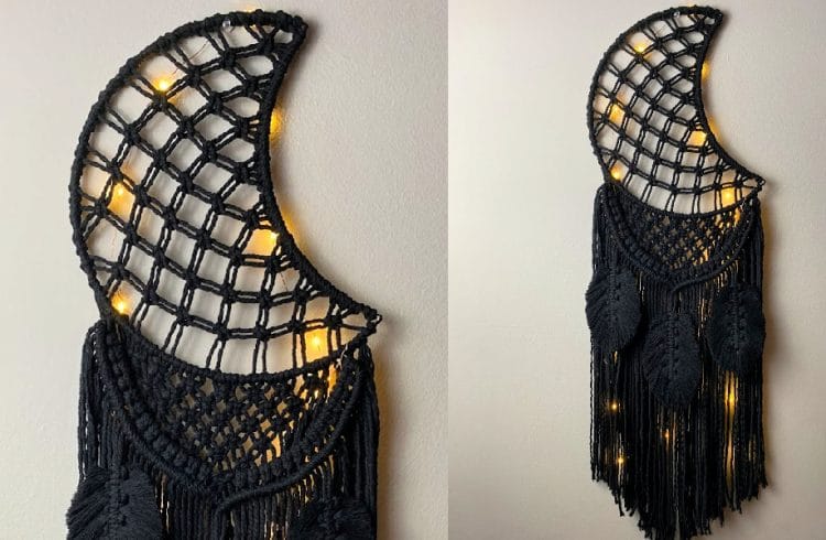 macrame moon dream catcher