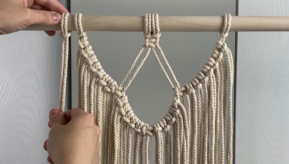 Add filler cords for double half hitch knots | DIY Macrame Wall Hanging Tutorial