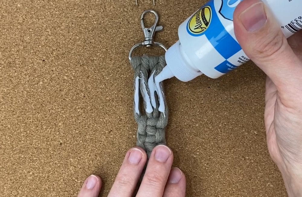 Add some glue to the macrame keychain