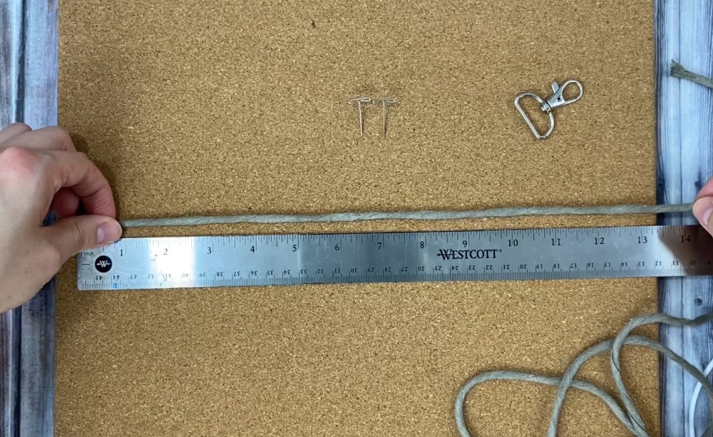 measuring the cord for macrame wristlet keychain