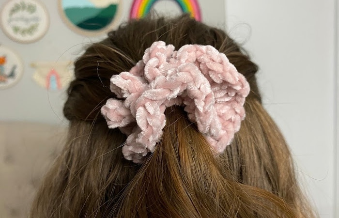 crochet velvet scrunchie