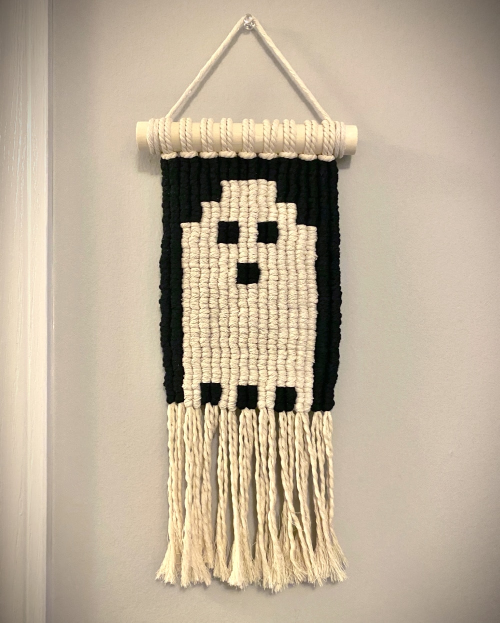 macrame ghost wall hanging