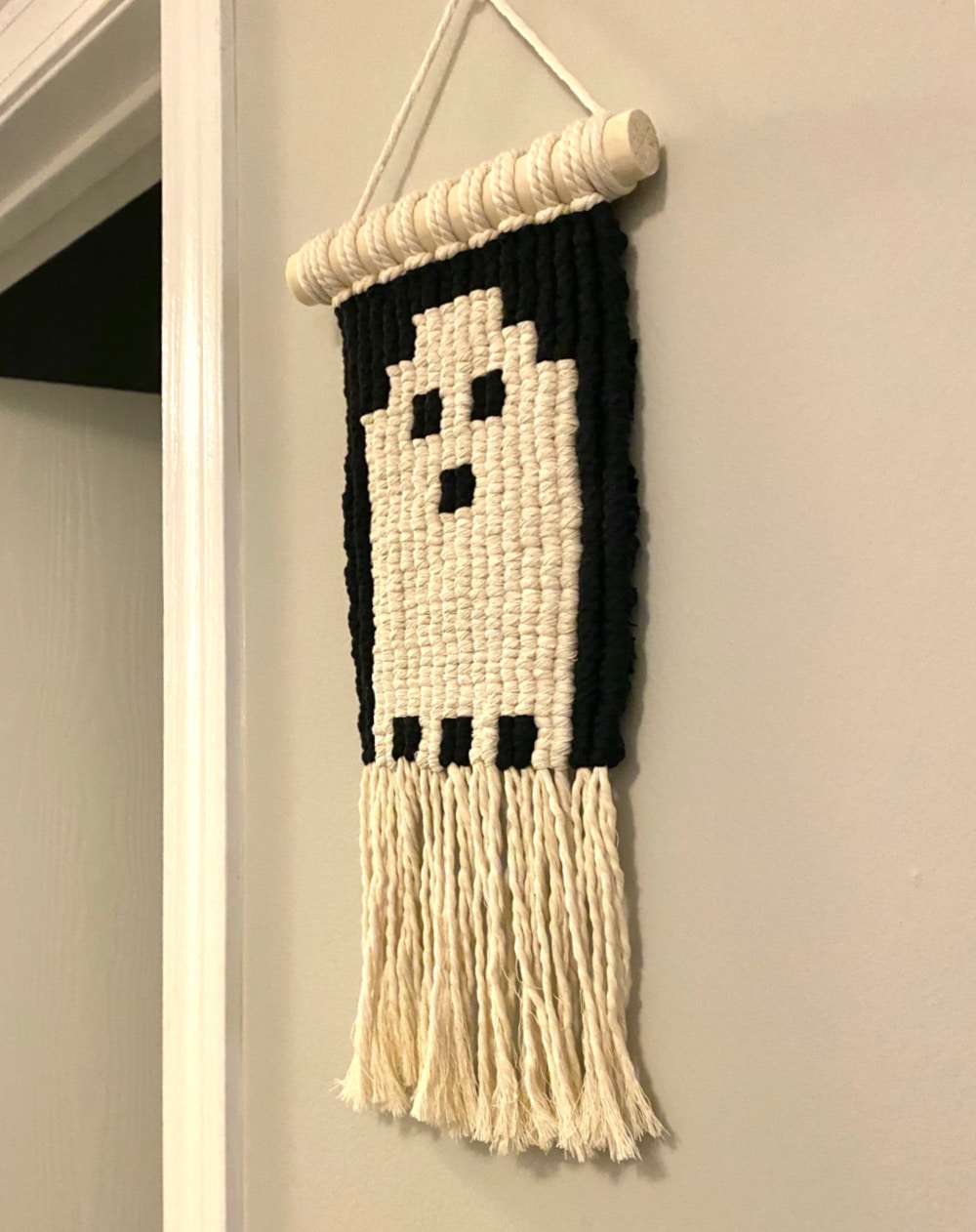 finished macrame ghost