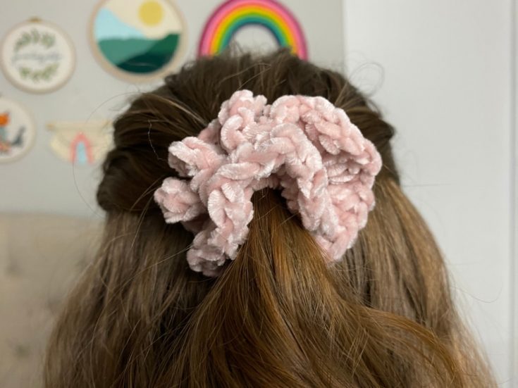 crochet velvet scrunchie