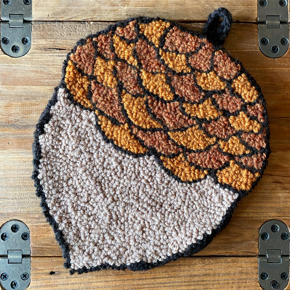 punch needle pattern acorn trivet