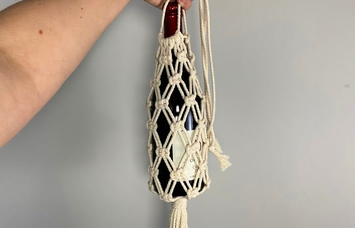 macrame wine tote tutorial