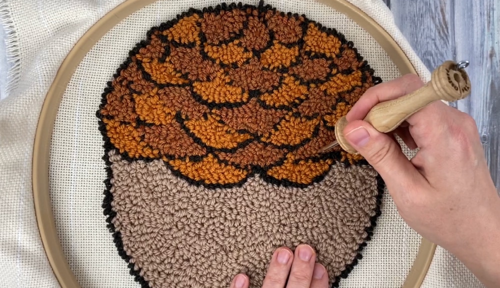 time to park your punch needle loops so they look nice and neat