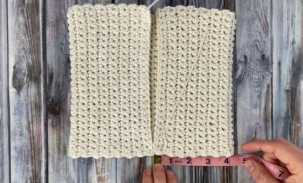 crochet potholder ready to be sewn