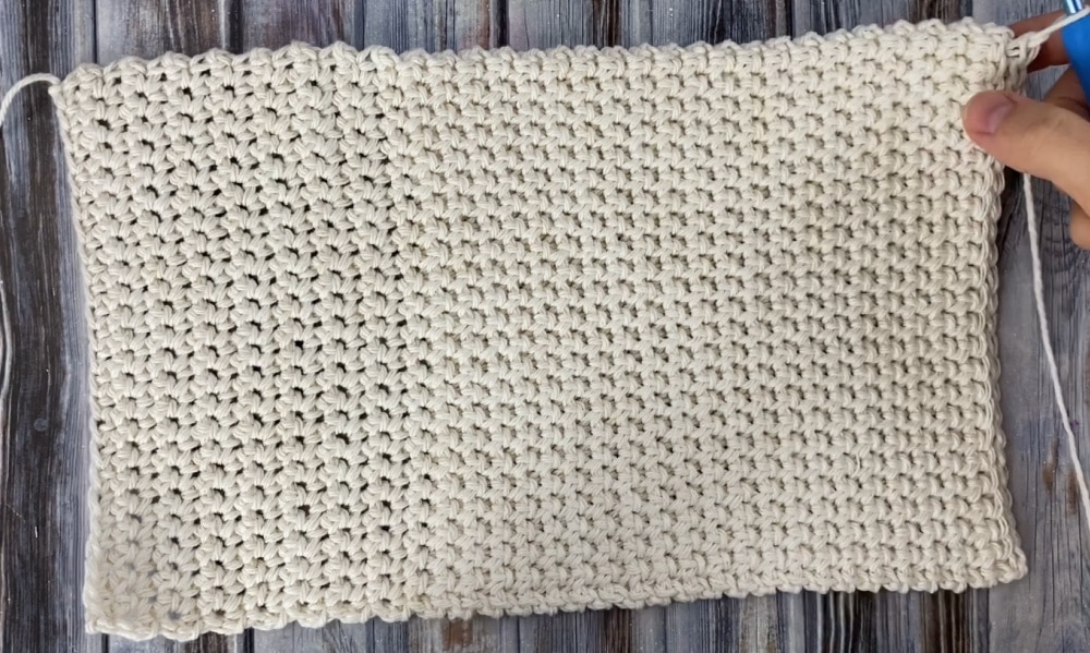 first single crochet and thermal stitch section for double thick crochet potholder