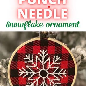 buffalo plaid snowflake punch needle ornament