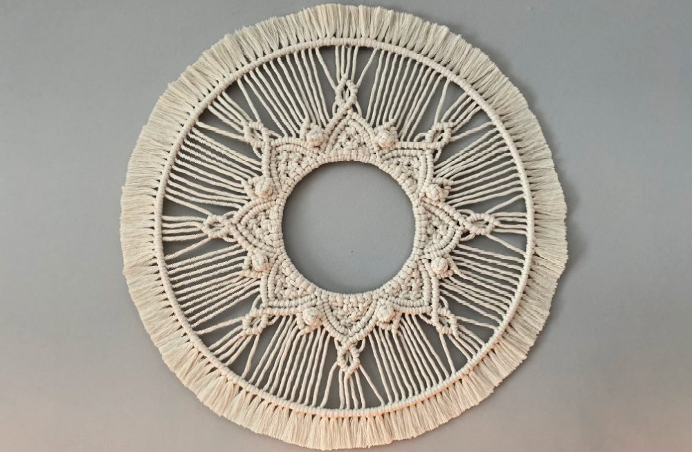 finished macrame mandala wall hanging