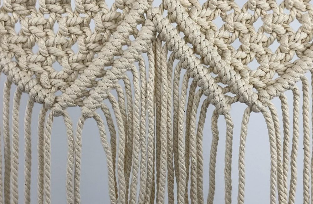 tie two more rows of diagonal double half hitch knots | small macrame wall hanging