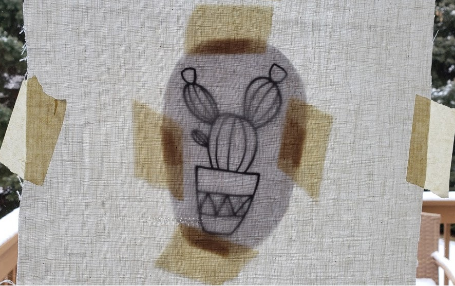 how to trace a punch needle pattern onto fabric