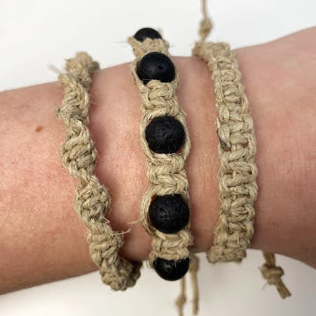 3 Easy (and Adjustable!) Macrame Hemp Bracelet Patterns