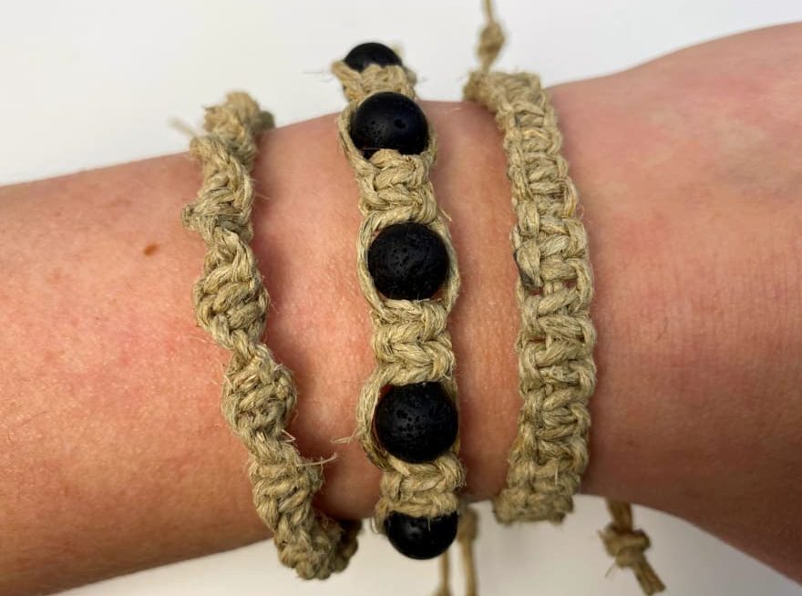 Black Initial Square Closure Braided Bracelet