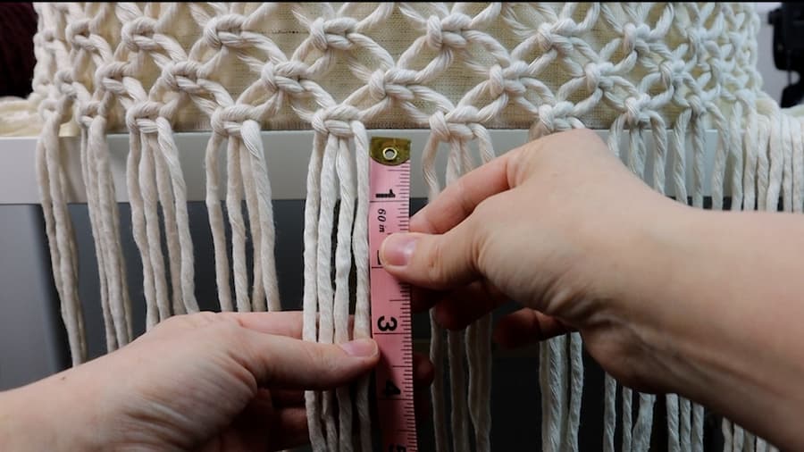 measuring fringe for macrame lamp shade