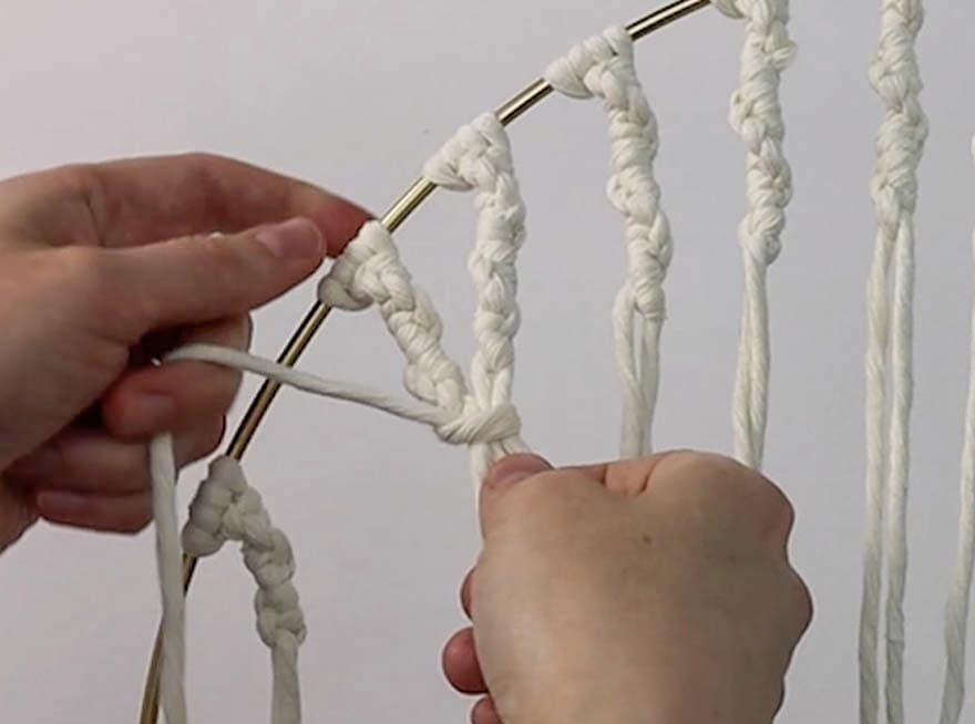 making the branches for macrame tree of life