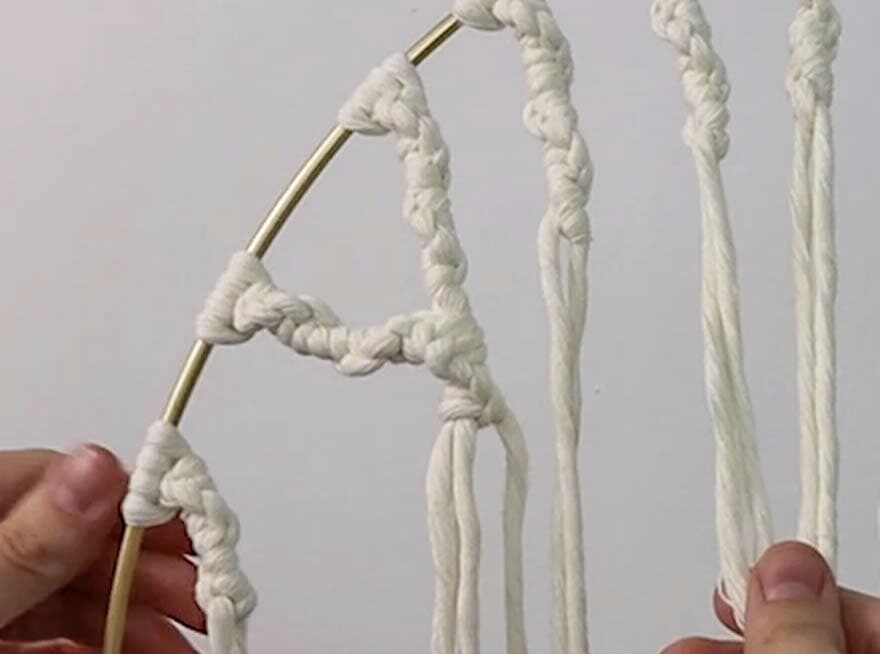 making the branches for macrame tree of life