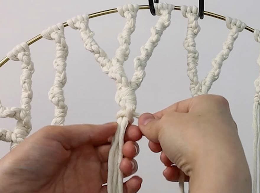 making the branches for macrame tree of life