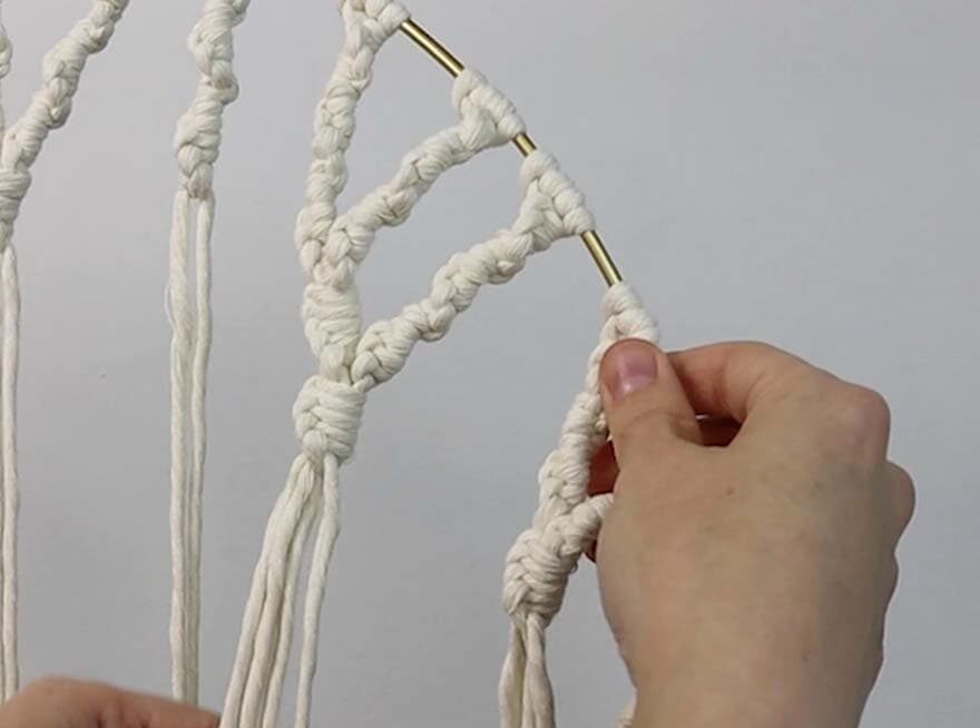 making the branches for macrame tree of life