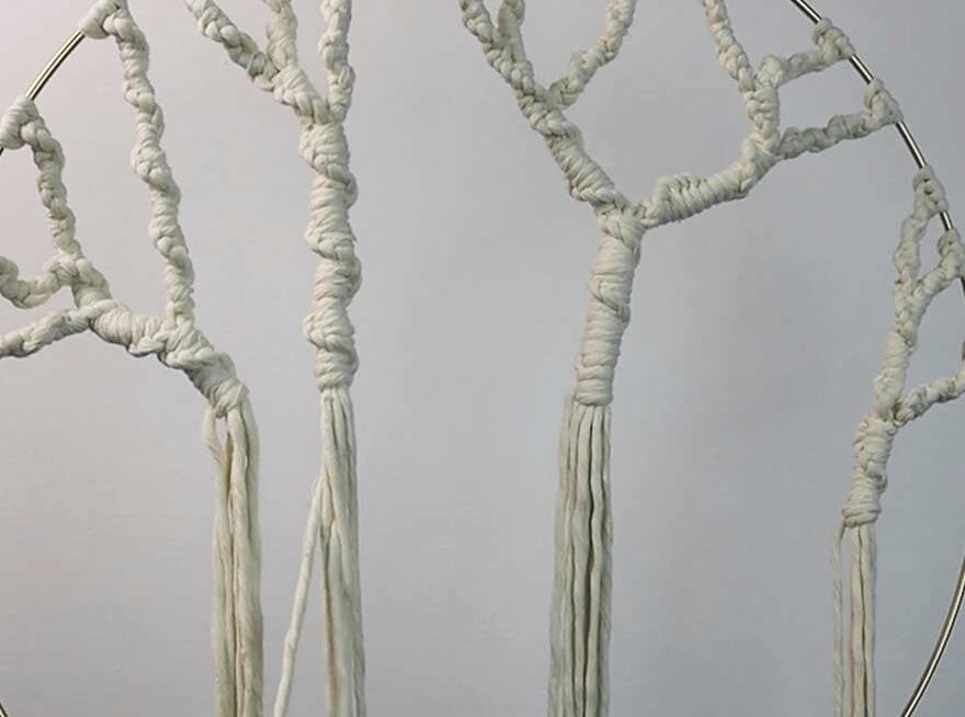 making the branches for macrame tree of life