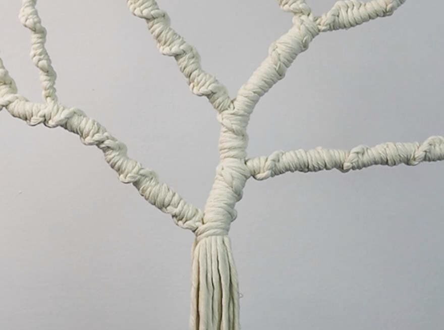 making the branches for macrame tree of life