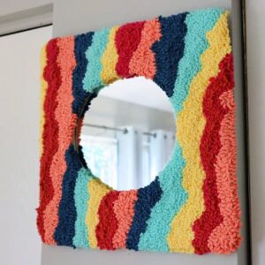 punch needle rug mirror