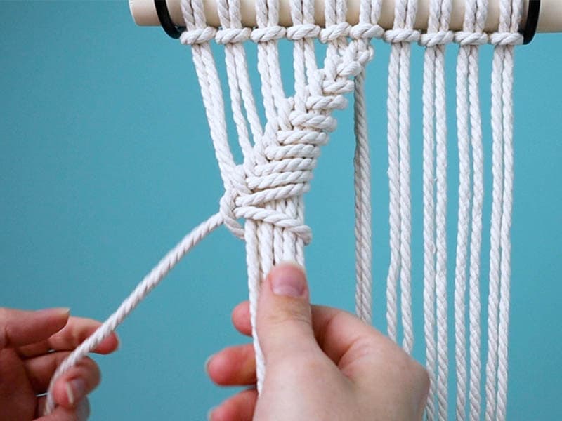 make a reverse half hitch knot around all the cords