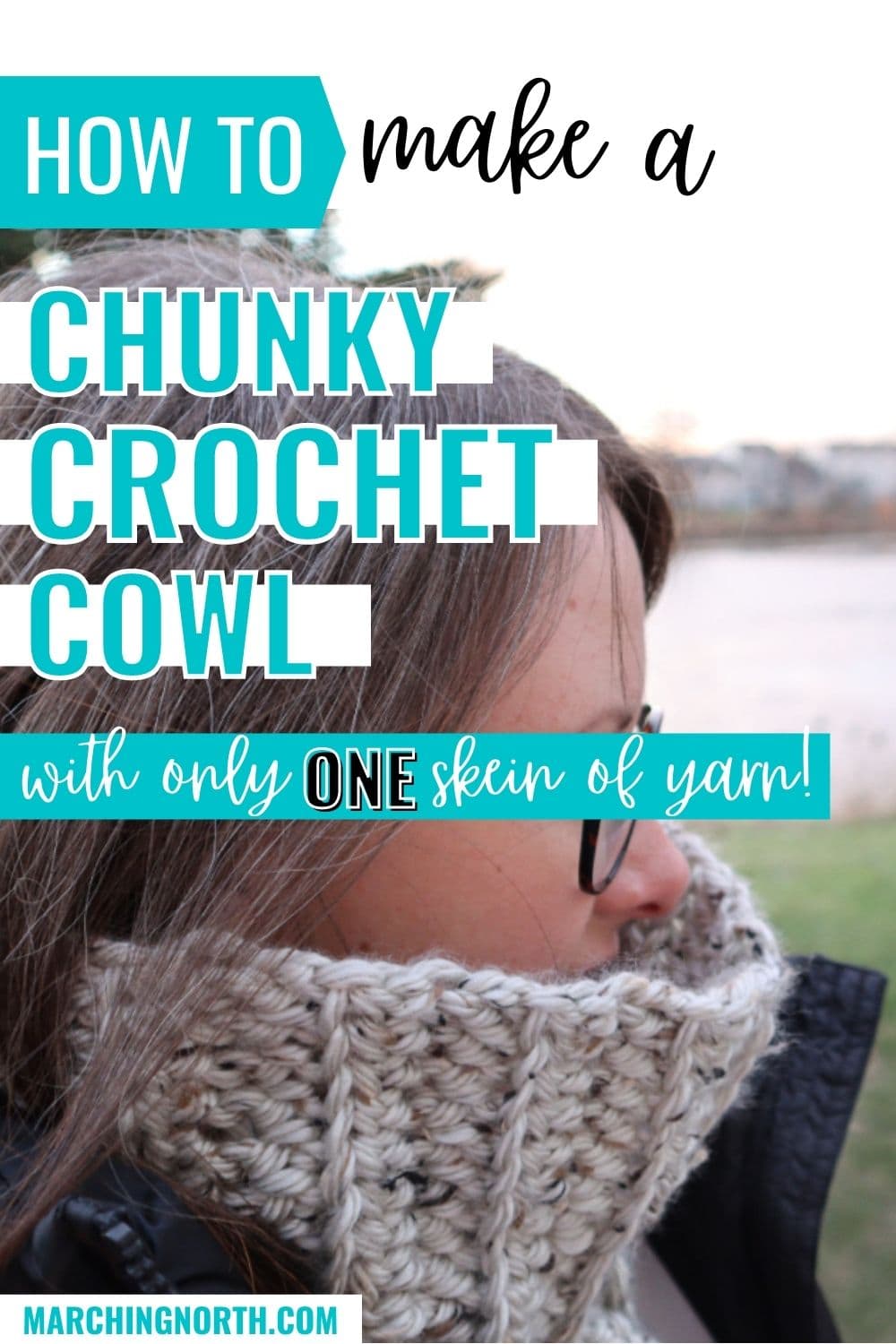 Pinterest pin for chunky crochet cowl post