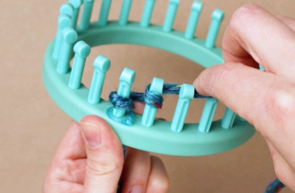 start e-wrapping each peg going to the right