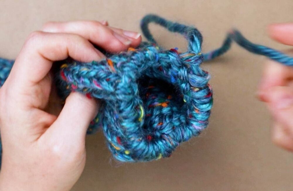 sock off of the loom but not finished off yet