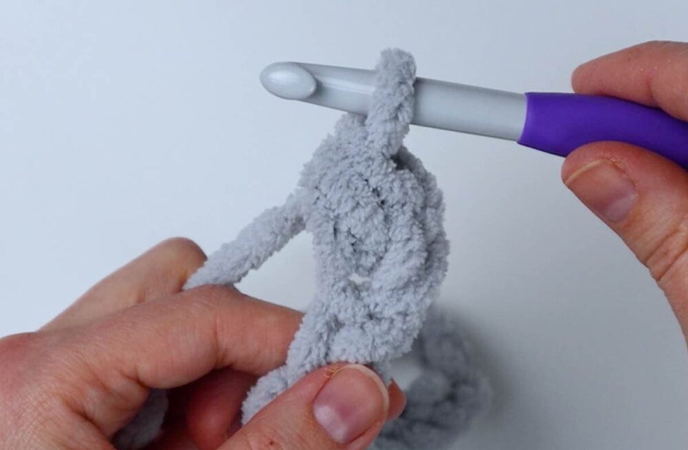 pull through all 3 loops | half double crochet instructions