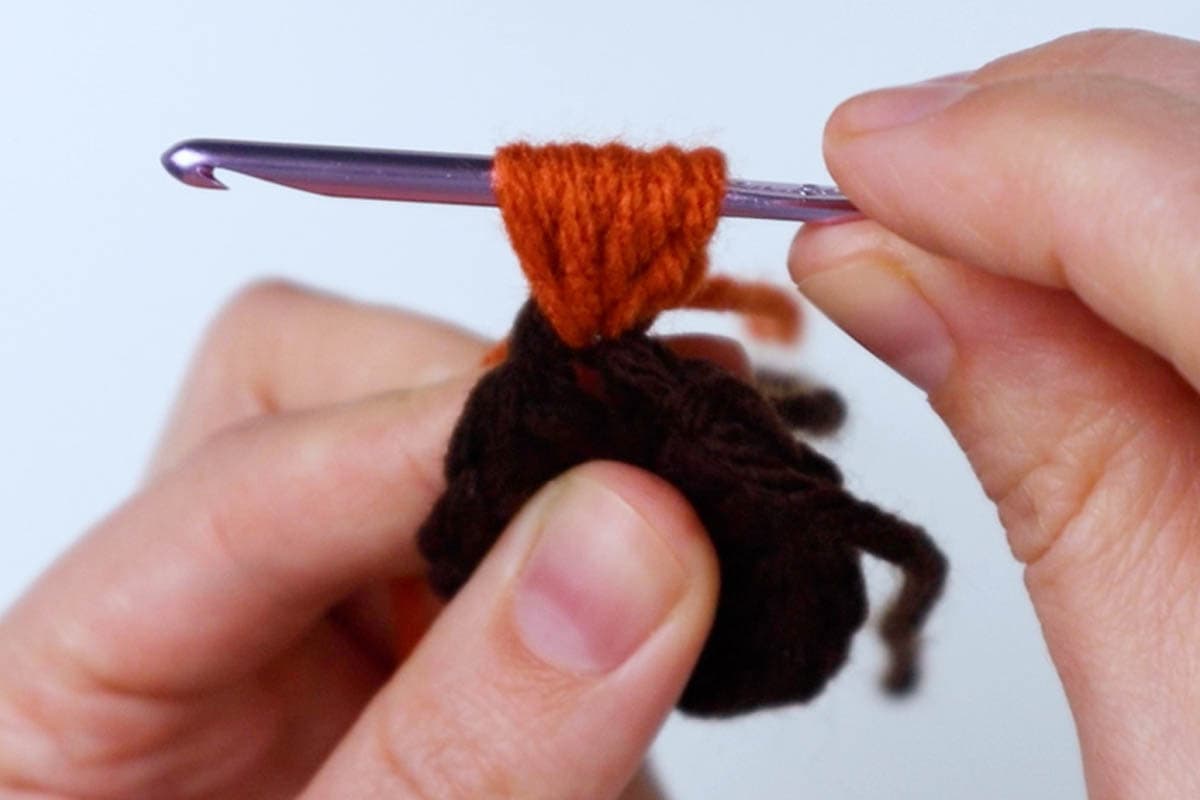 first puff stitch with 7 loops on hook