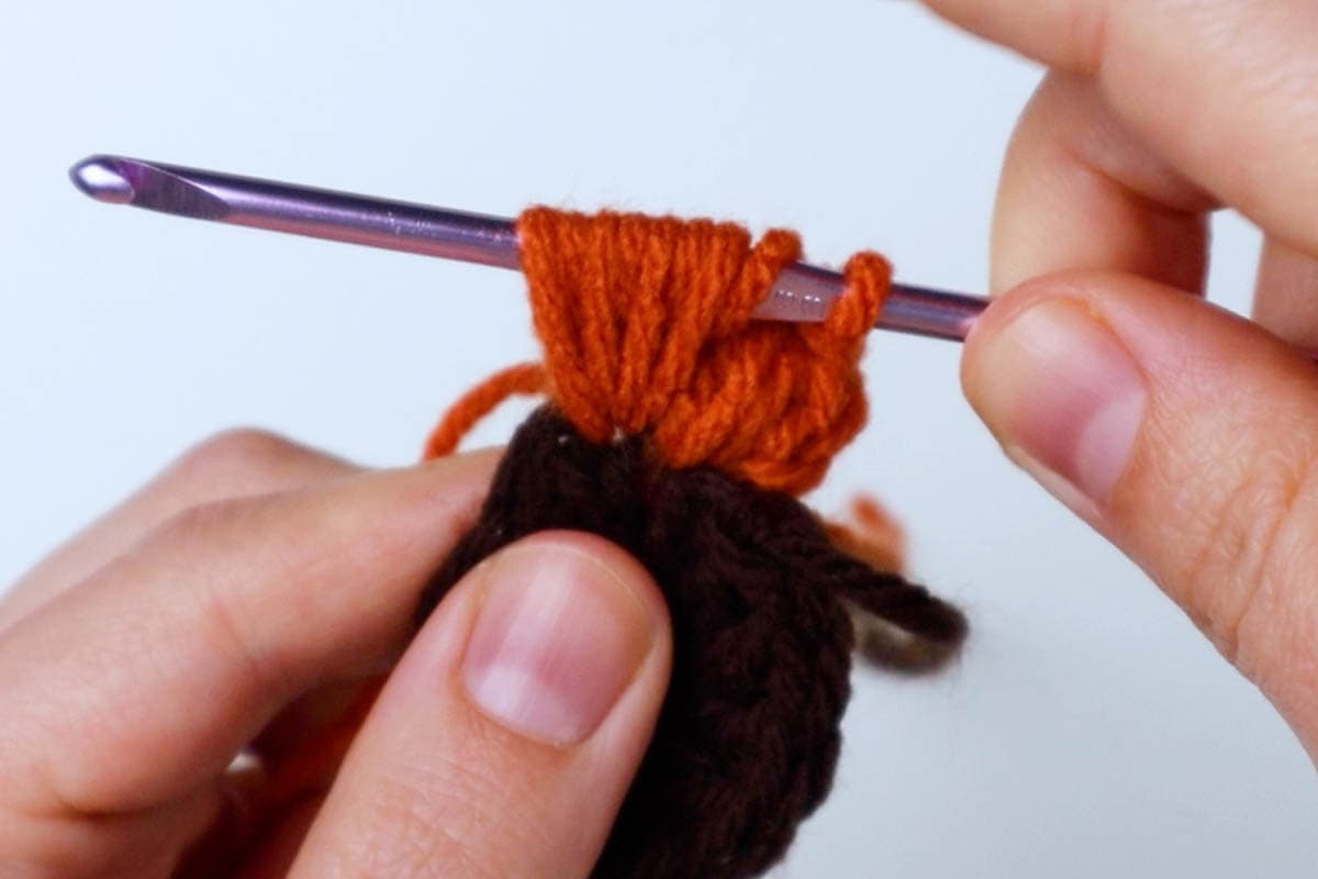 puff stitch with 9 loops on hook