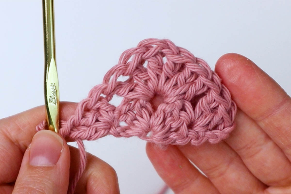 second row of granny pattern crochet bandana