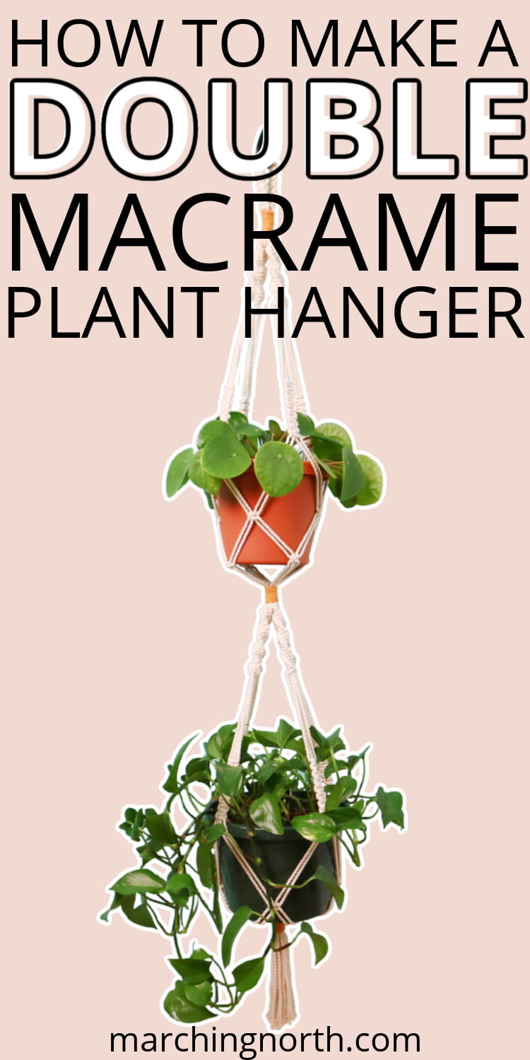 pinterest pin for Double Macrame Plant Hanger post