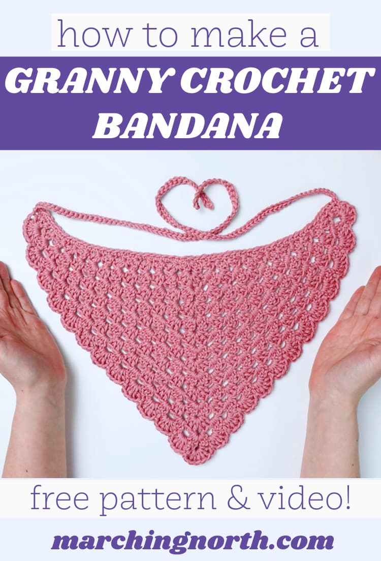 Pinterest pin for crochet bandana free pattern