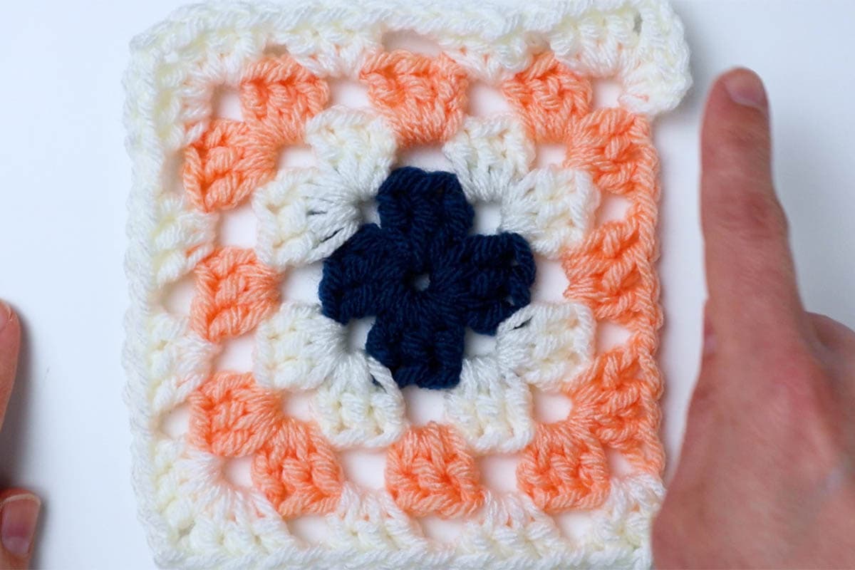 first granny square crocheted around