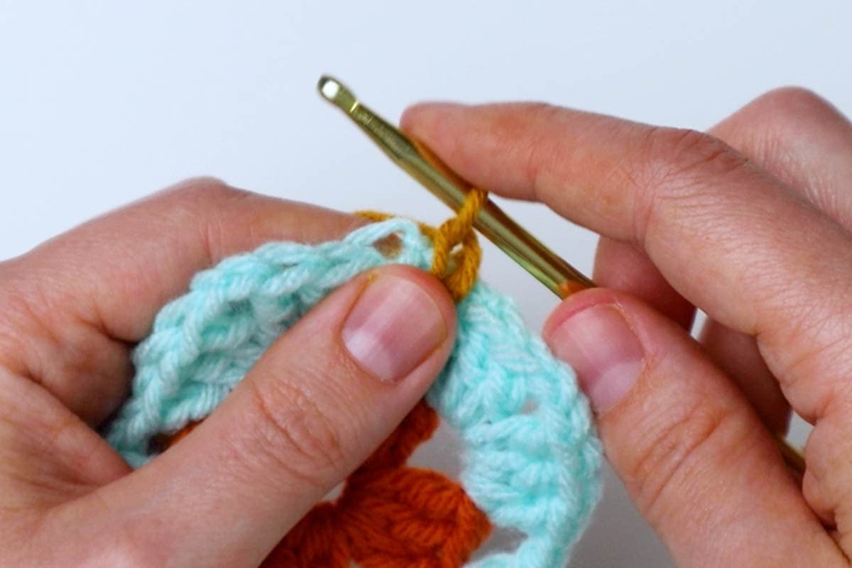 pull through to attach yarn onto hook and make first chain