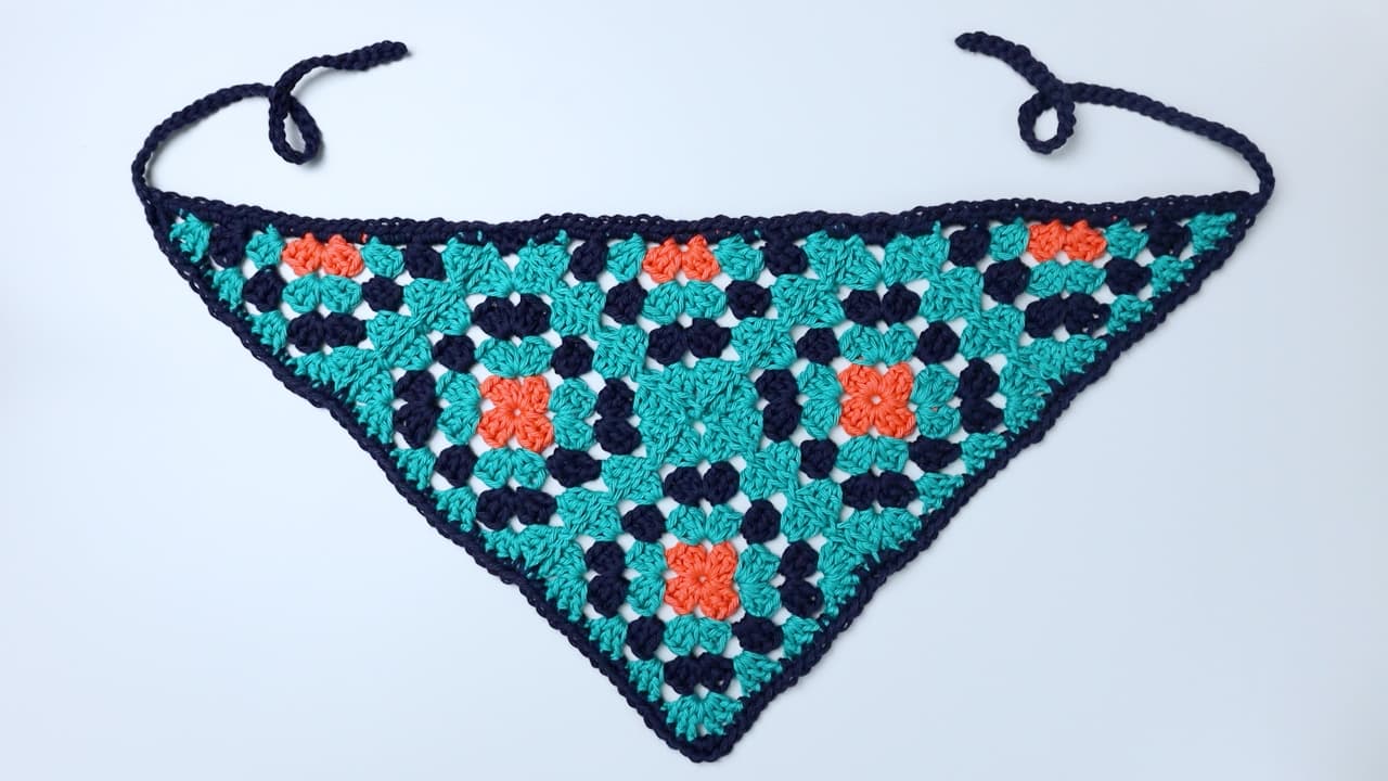 finished granny square bandana