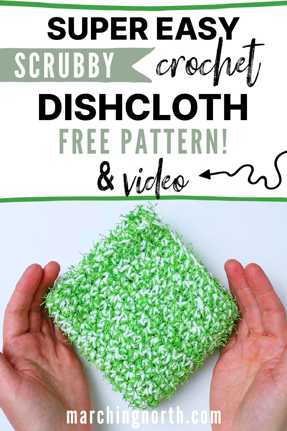 EASY Crochet Dishcloth Pattern (using Red Heart Scrubby Yarn!) | Marching North