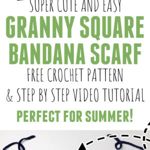 Pinterest pin for granny square bandana scarf