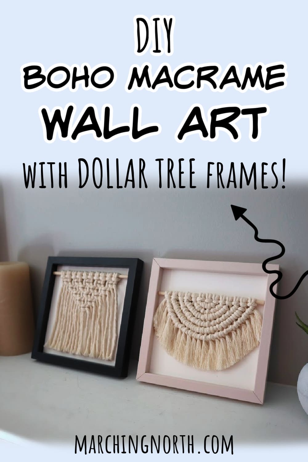 Pinterest pin for DIY boho macrame wall art mini macrame wall hangings post