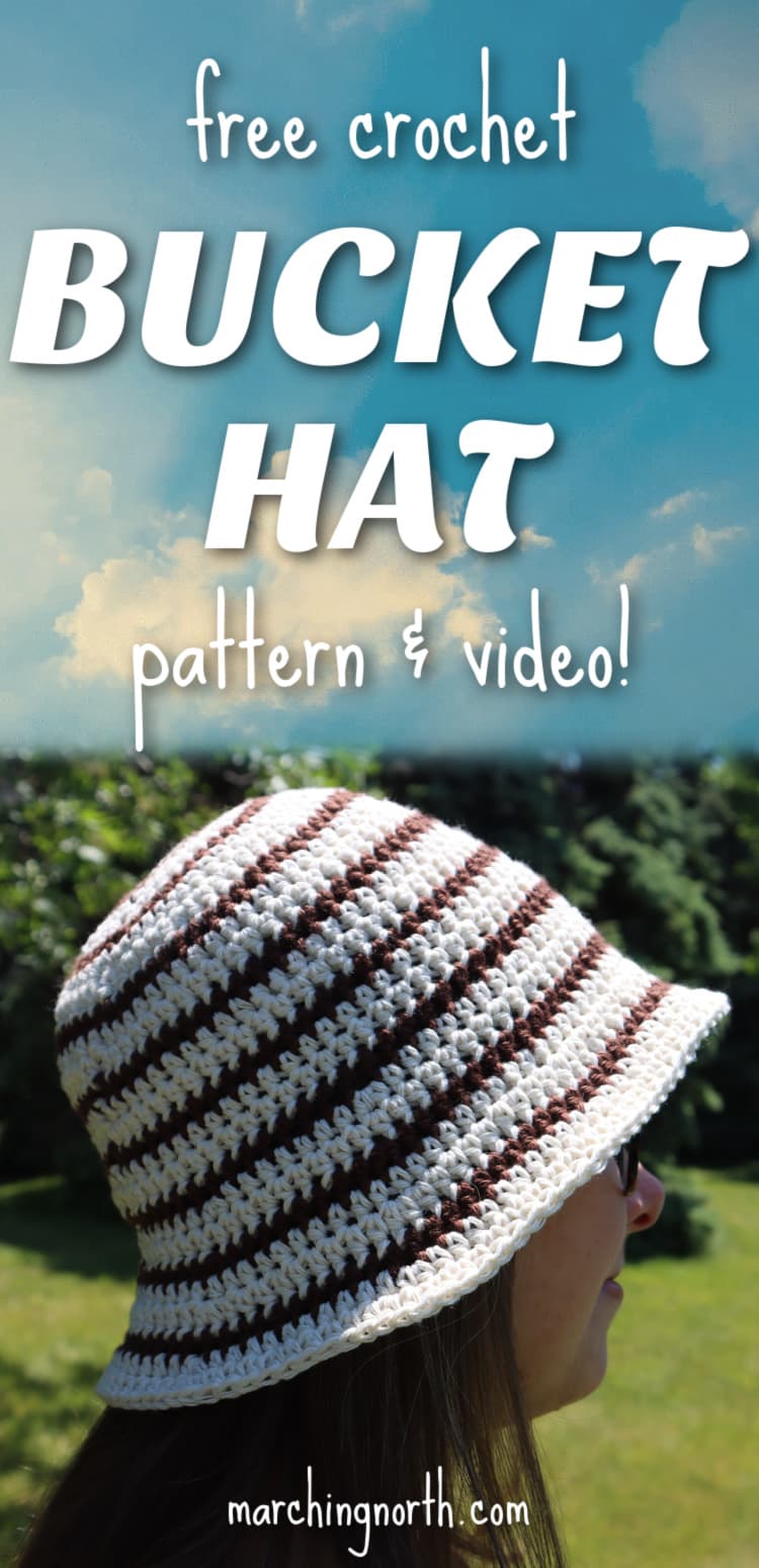Pinterest pin for free crochet bucket hat post