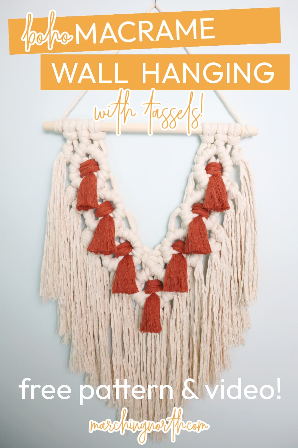 Pinterest pin for boho macrame wall hanging diy