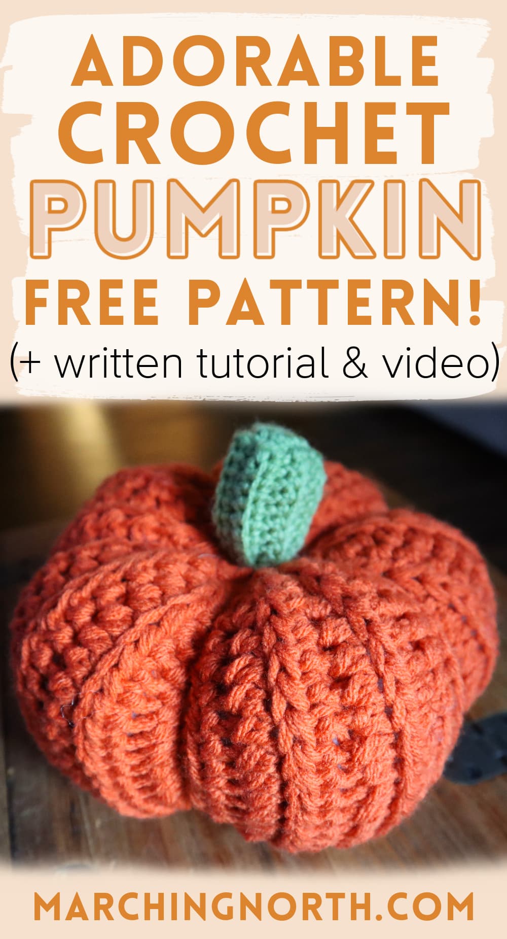 Pinterest pin for crochet pumpkin free pattern